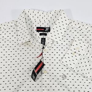 J.Ferrar Slim Fit Stretch XL Dress Shirt Mustache Bow Print  17-17.5 34-35 NWT